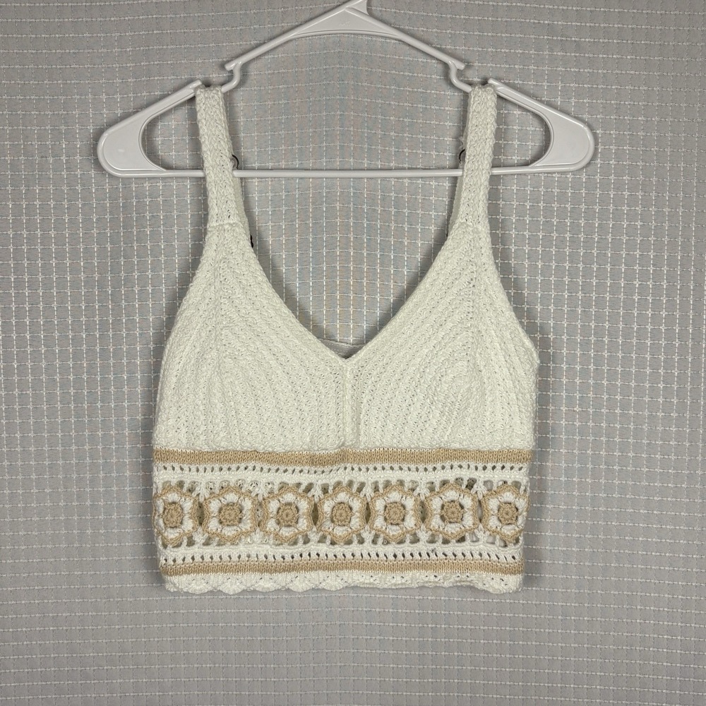 Hollister Crochet Tank Top Cropped Boho Hippie‎ Festival Concert Womens Small